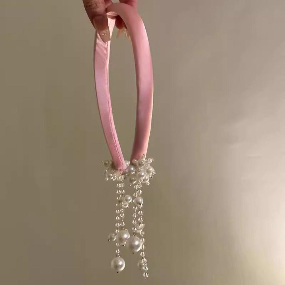 Butterfly Ethnic Style Hair Hoop Crystal Pearl Headband Creative Tassel Bell Hair Band  Bride