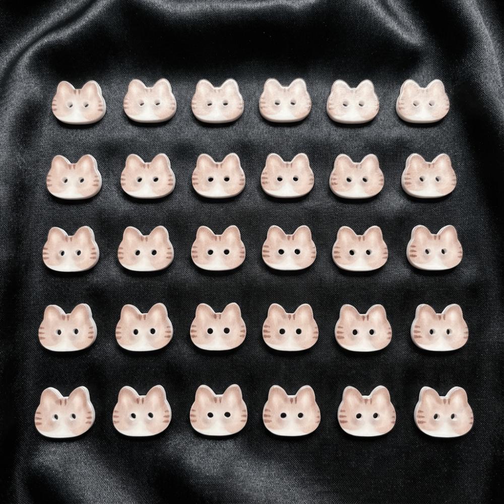 30pcs 12mm Kitty Buttons Cute Ginger Cat Buttons Grey Cat Calico Cat Buttons Cardigan Sweater