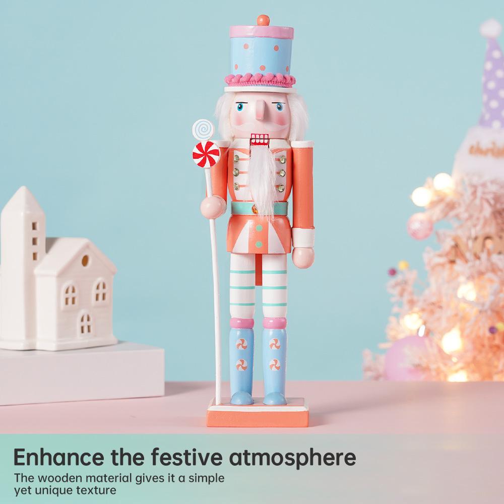 25/30/38/50CM New Candy Nutcracker Soldier Macaron colored solid wood Decoration Gift Crafts Christmas decoration