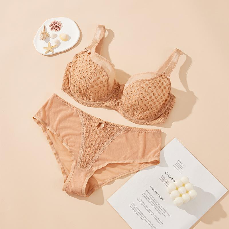 Thin Full Cup Set Underwear Panties for Large Breasts Anti-sagging and Gathered Bras for Large Sizes