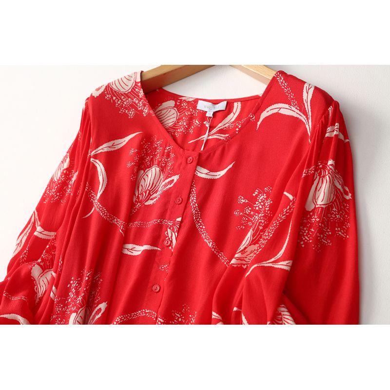 Foreign Trade Original Order Retro Print Loose Temperament Viscose Shirt Long Sleeves Artificial Cotton Tops Export Plus Size Women's Clothing