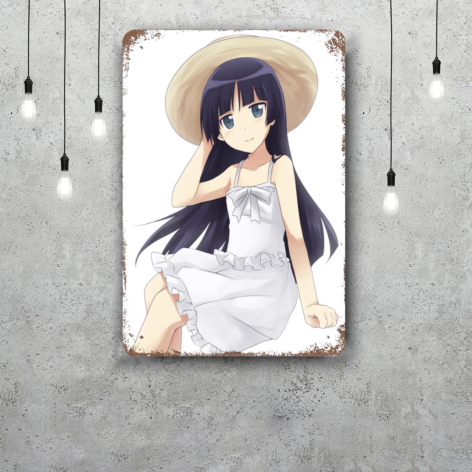 

kuroneko manga cartoon Metal Signs wall decor Vintage Tin Signs Captain Metal Poster Decor for Bar Pub Club Wall Decoration 20x30cm（7.8x11.8inch）