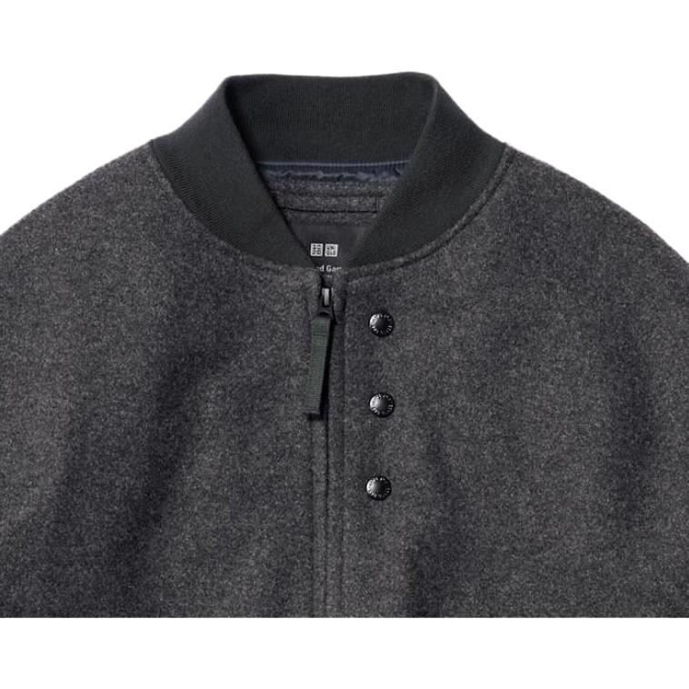 Uniqlo Engineered Garments Collaboration Solid Color Wool Ribbed Sleeve Button Closure Workwear Loose Flight Jacket Unisex Jackets 467597-08