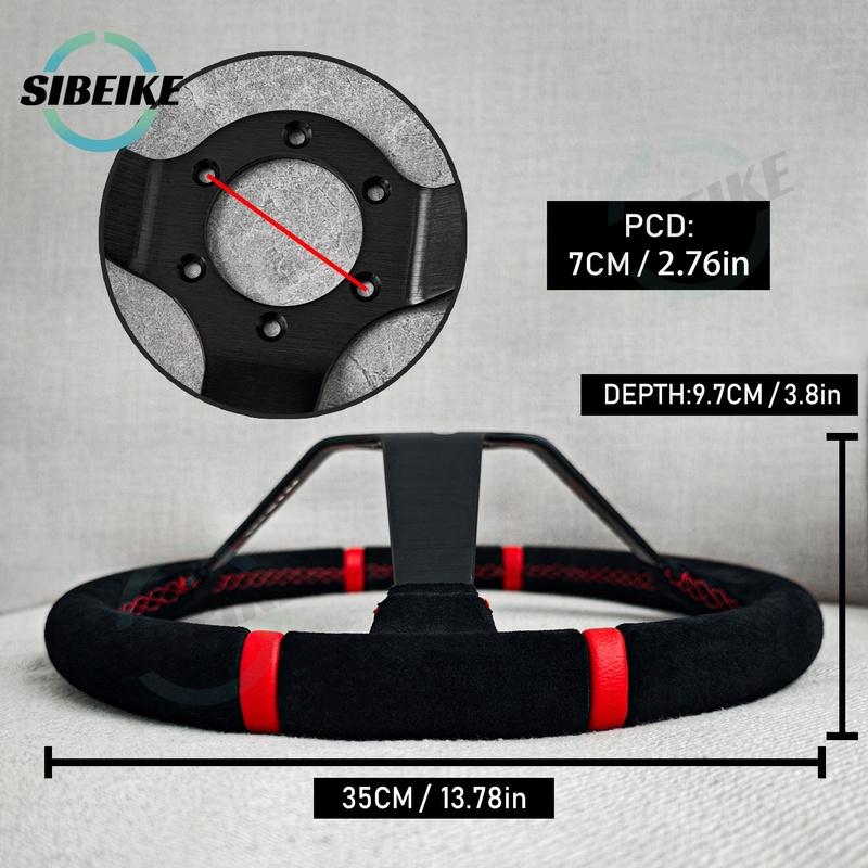 Racing Suede Leather Steering Wheel 14inch Universal Modified Car Sports Drift Steering Wheel