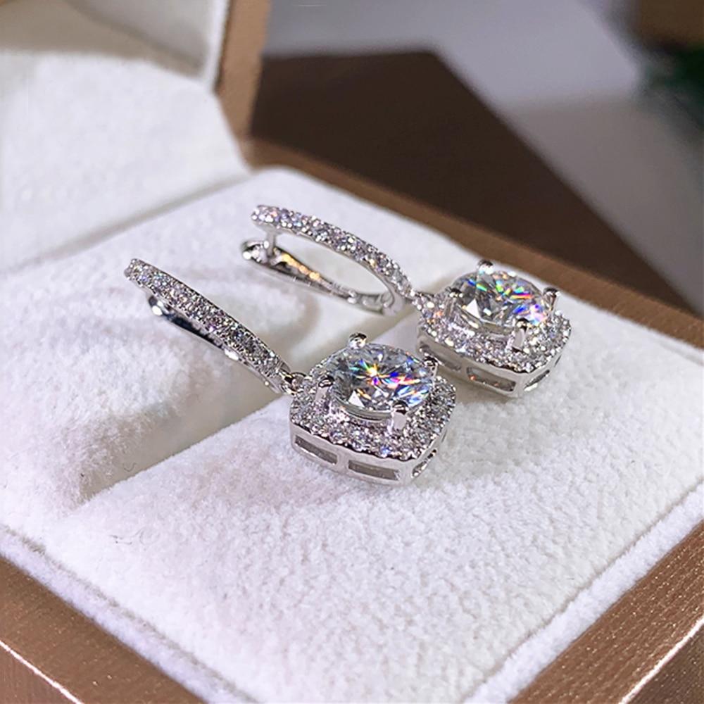 Huitan Neue Trendige Quadratische Hängeohrringe Brillant Braut Verlobung Hochzeitsschmuck Elegant Weiblich Hängeohrring Feines Geschenk