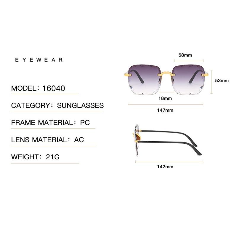 New Vintage Square Sunglasses Woman Classic Retro Gradient Mirror Frameless Sun Glasses