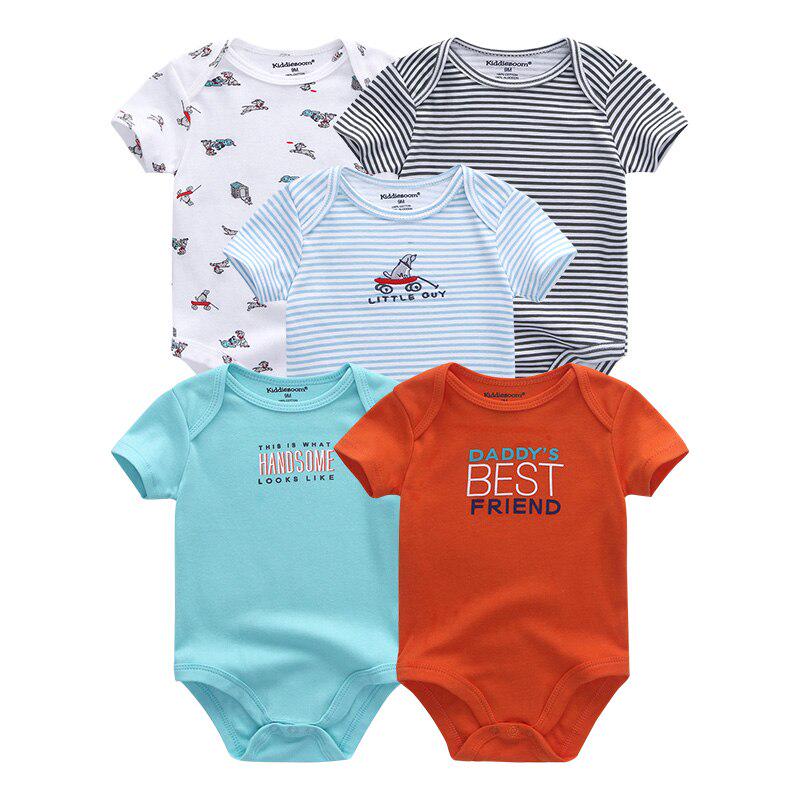 

5 шт./лот, боди для новорожденных, детская одежда с короткими рукавами, детские комбинезоны с круглым вырезом 12M