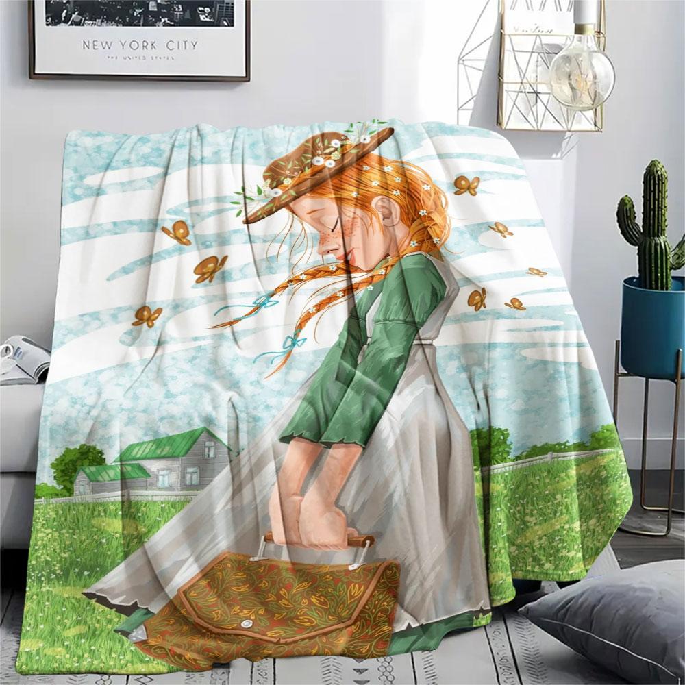 Anne Printed Flannel Blanket, soft throw for bedroom sofa, washable, Christmas present, great gift.