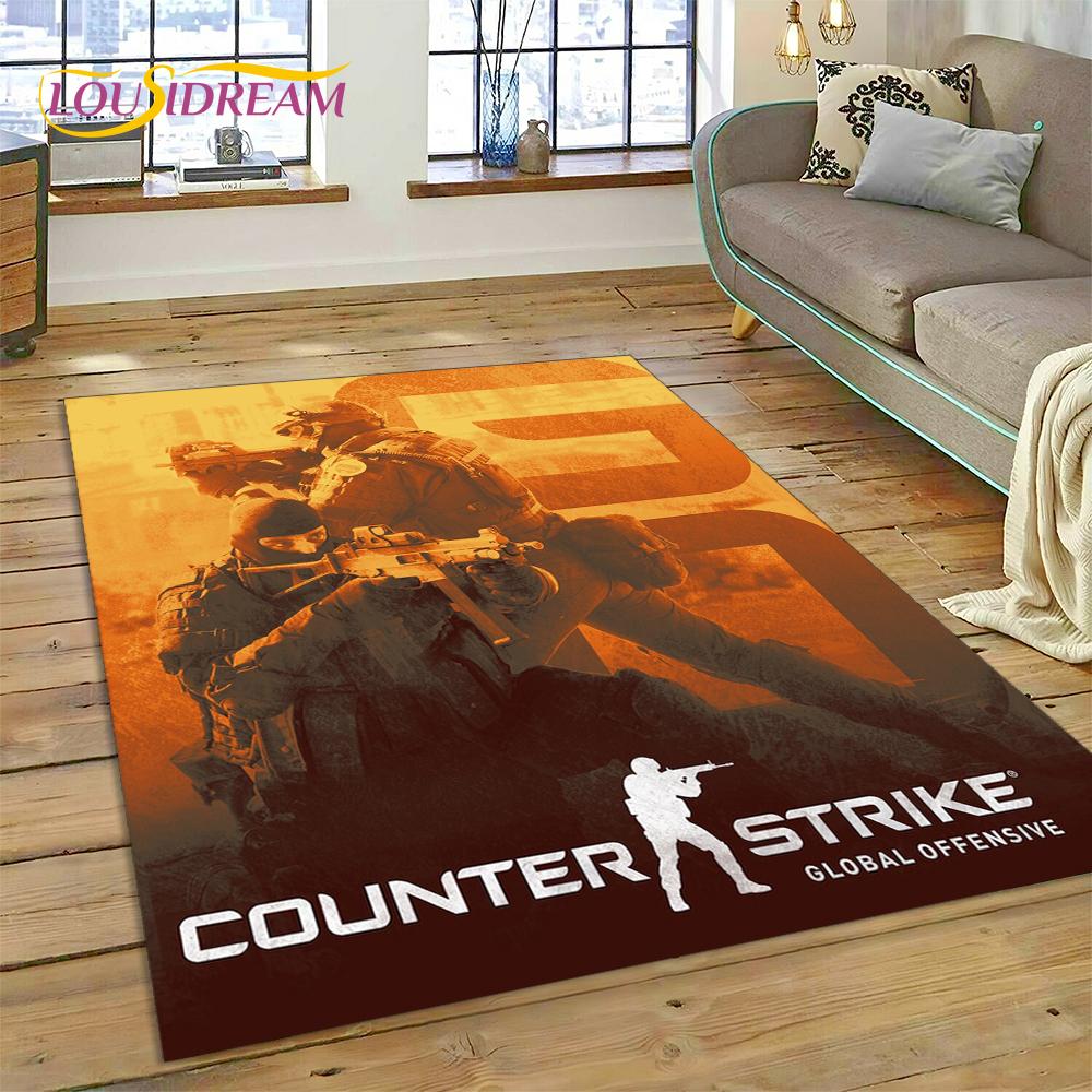 CS GO, Counter Strike Spiel Gamer HD Teppich für Wohnzimmer Schlafzimmer Dekoration, Bodenteppich rutschfeste Dekoration für Sofa Fußmatte Geschenk
