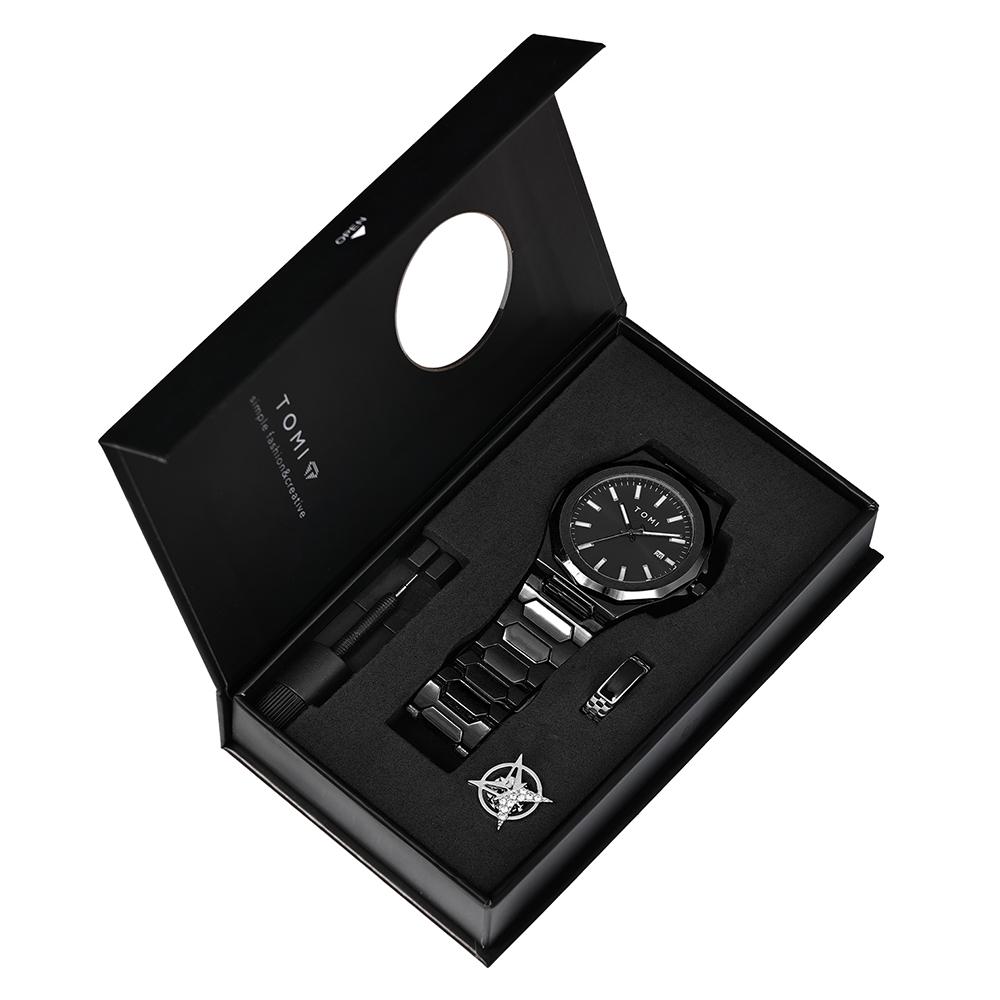 Luxury Business Men's Watch Gift Box Set High Quality Rose Gold Case Simple and Versatile Quartz Watch Relogio Masculino