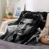 Famous Rock Singer Black‑White Portrait Print Flannel Throw Blanket Soft Plush Blanket for Sofa Couch Bedroom Music Fan Home Decor