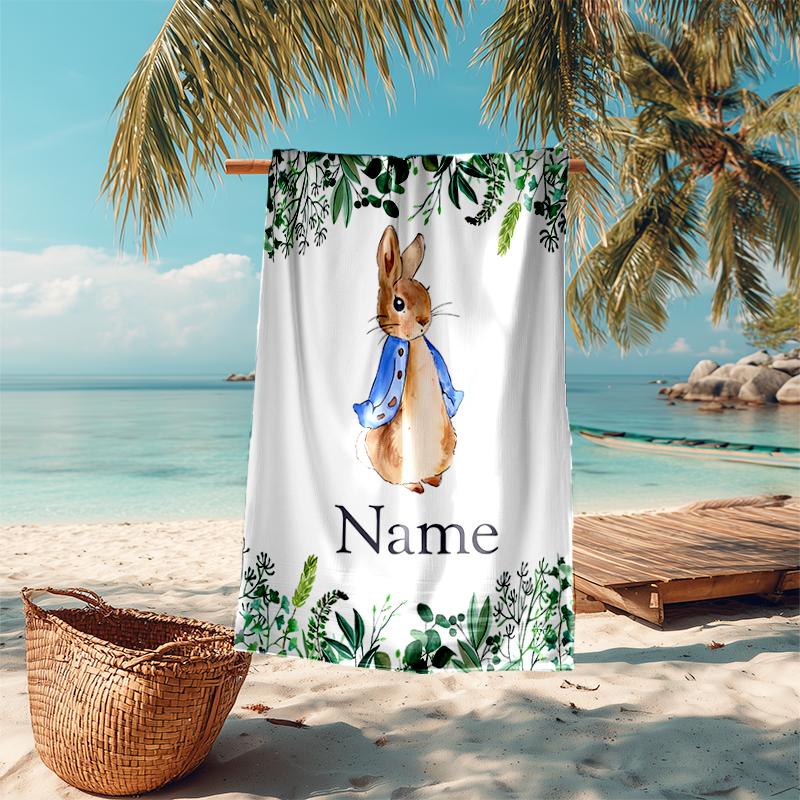 Personalized customized proof beach towel with Peter Rabbit pattern - soft, absorbent,quick-drying,perfect swimming,camping&bathing