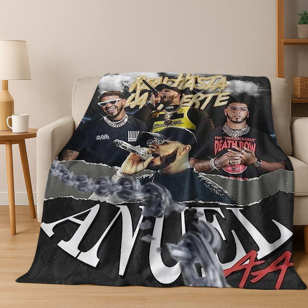 Free Anuel AA Rapper Hip Hop Singer Star Flannel Blanket Soft Warm Throw Blanket for Bedroom Living Room Bed Camping Picnic Gift