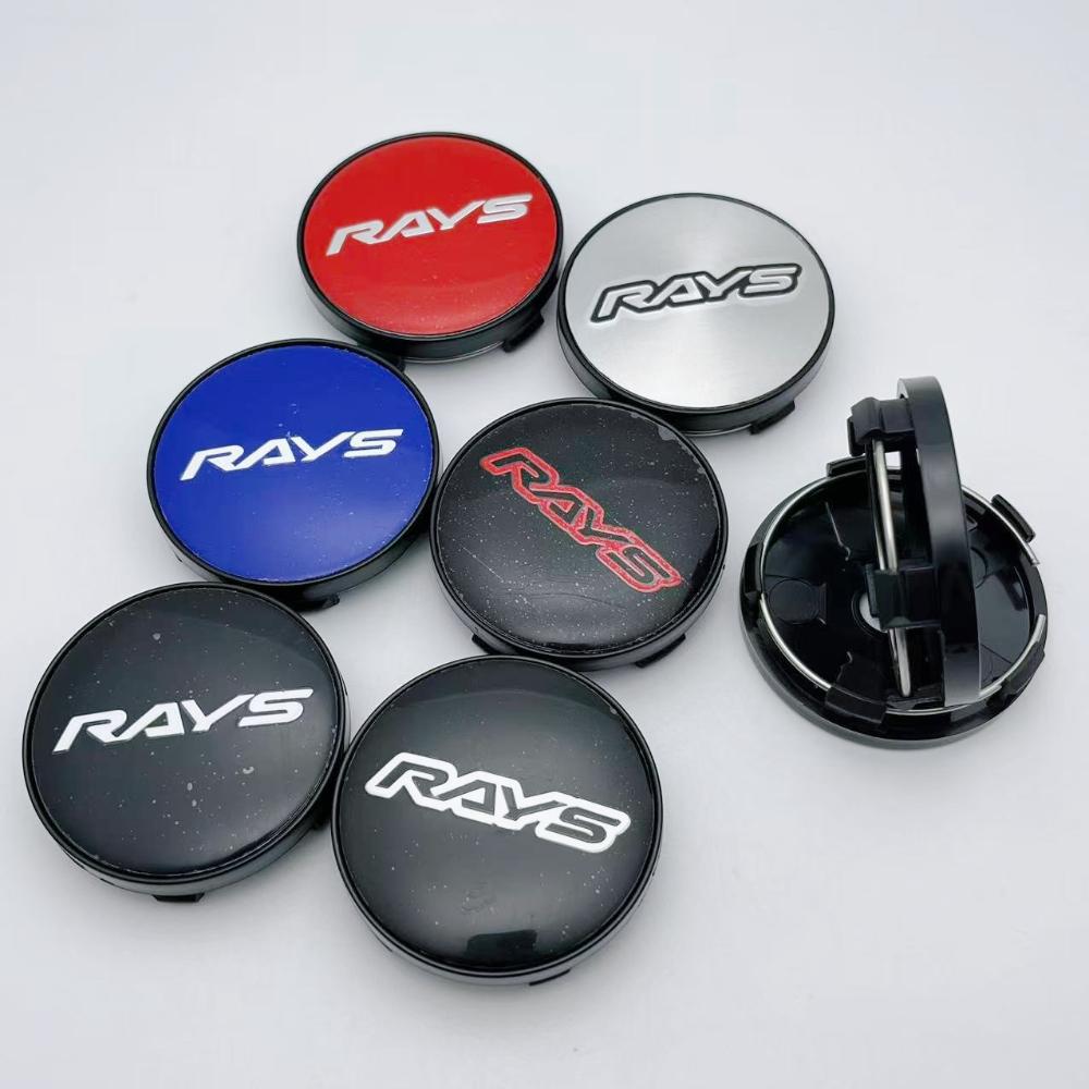 4pcs 60MM ( 56MM I.D ) Rays Logo Emblem Car Wheel Center Caps Wheel Hubcaps Auto Rim Centre Cover Black/Silver Car Accessories