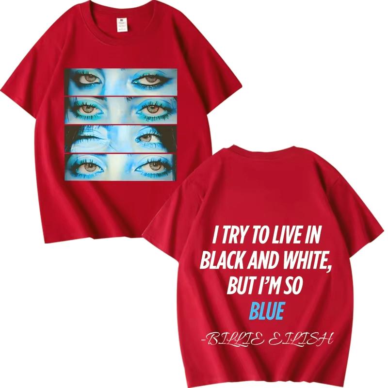 

Billie Tee Blue Eyes Hit Me Hard and Soft T Shirt Men’s Women Oversized Cotton Short Sleeve Summer Print Unisex Tops 4XL