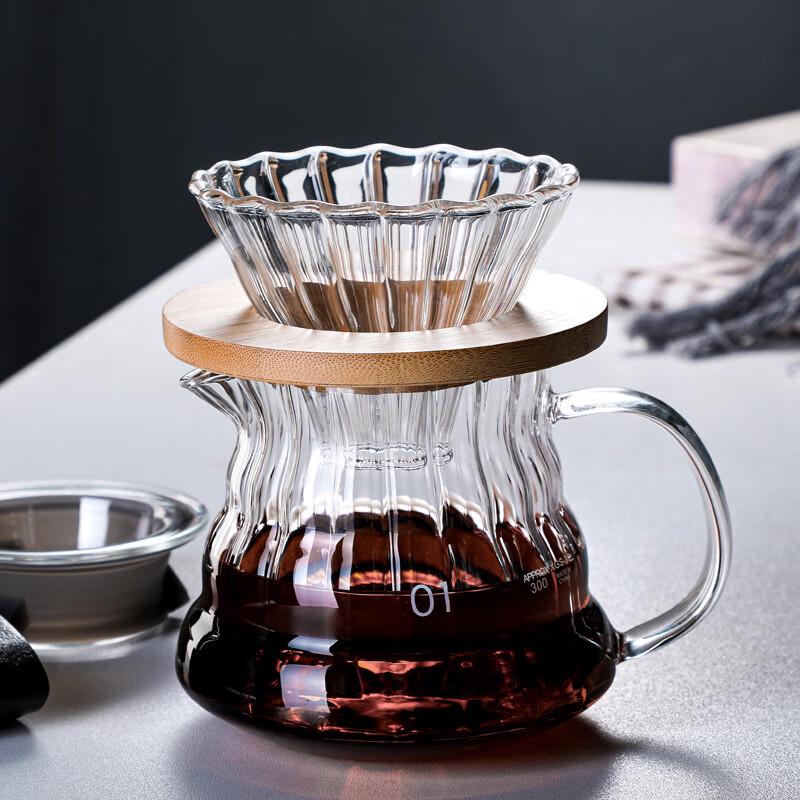 LISM Vertical Stripe Glass Cloud Coffee Pot Set