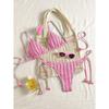 Set Bikini Costume da Bagno da Donna Multicolore Tessuto Reversibile Laccetti Laterali Costume da Bagno 0881