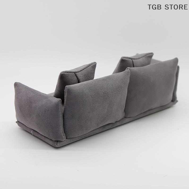 1 Set 1:12 Italian Leather Sofa With Pillow Furniture Mini Simulation Miniature Chairs Decor Living Room