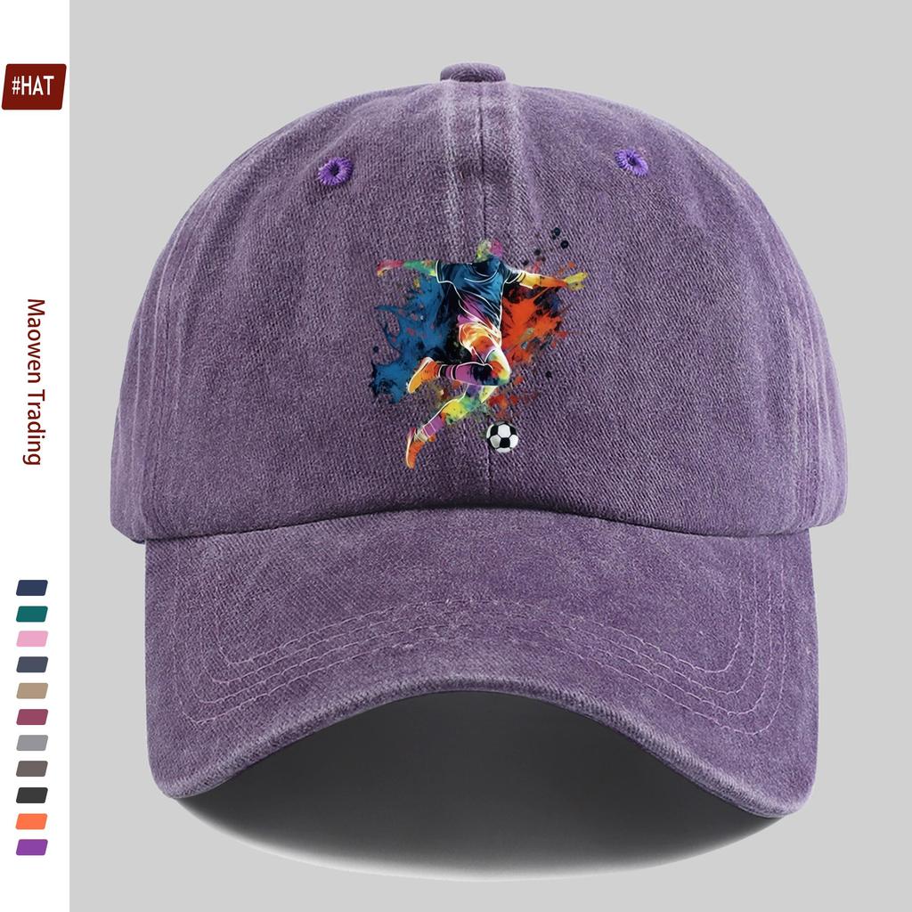 pc pcs Football Player Print Trucker Cap  Adjustable Buckle Strap Washed Vintage Baseball Hat Suitable for Men  Women Light