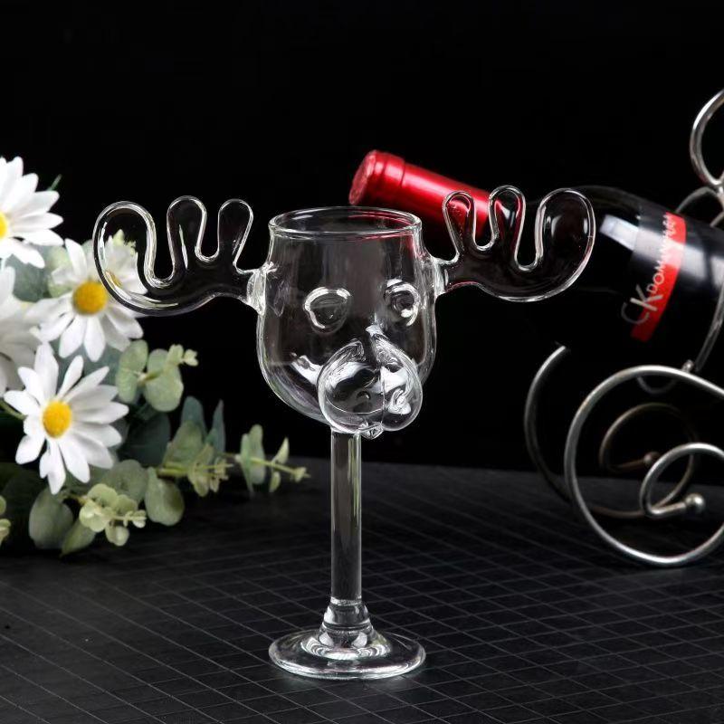 

Creative Deer Horn Glass Cup with Pig Nose, Reindeer Wine Glass,Whiskey Glass, Milk Coffee Mug, Christmas Gift, Drinking Glasses 201-300ml
