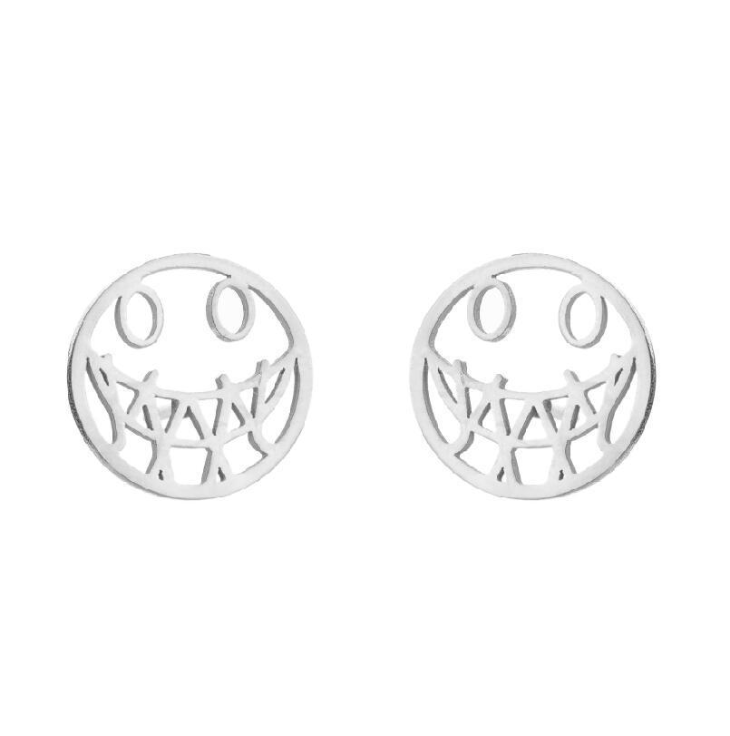 Halloween Cherry Studs, Mushroom Earrings & Hollow Bear Paw Heart Ear Cuff - Stainless Steel Jewelry