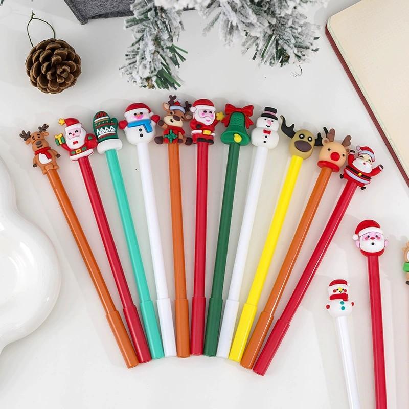 Non-Toxic Christmas Pens Cartoon Gel Ink Roller Ball Pen New Year Kids Gift Birthday Party Favors School Stationary Student Prize Gifts