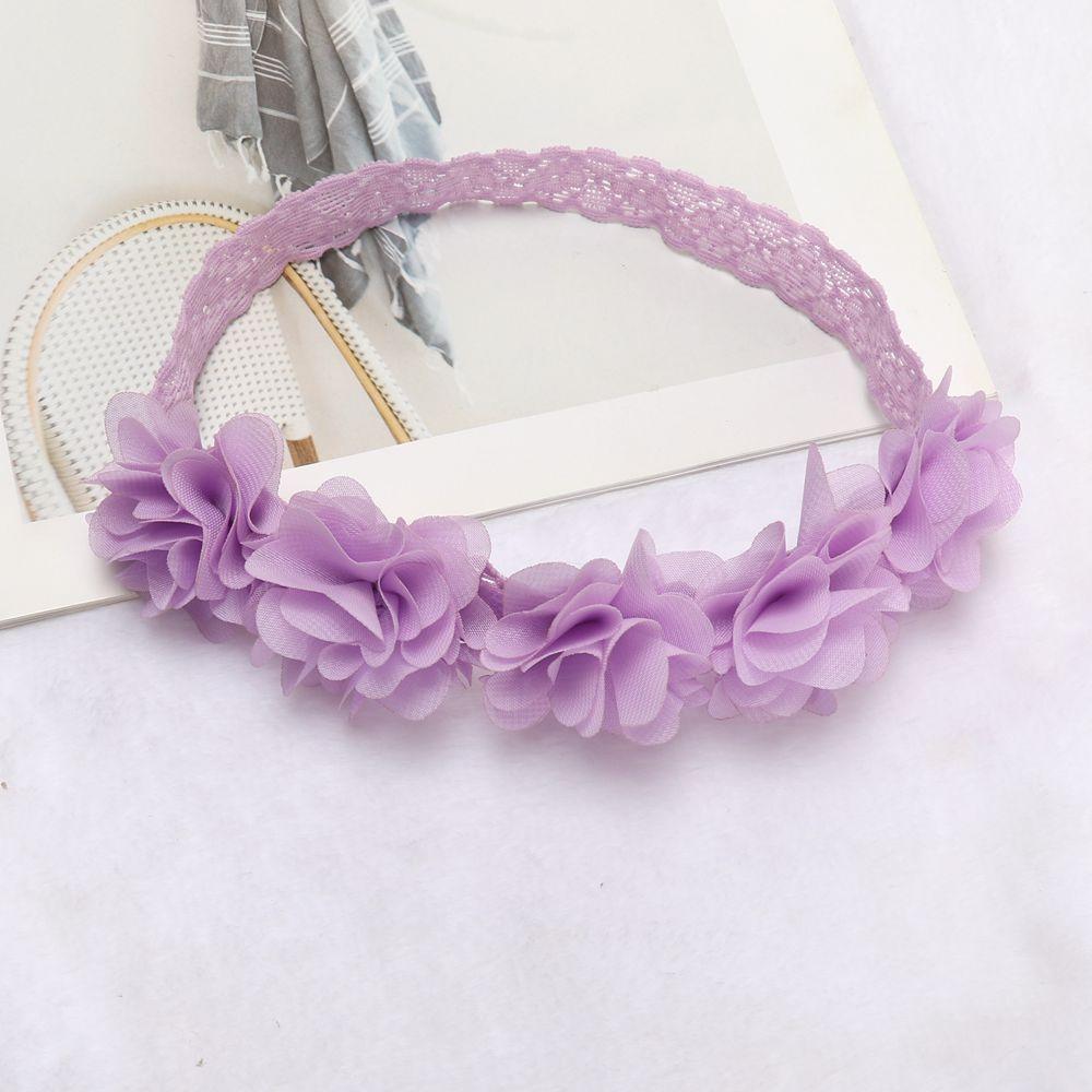 New Korean Style Women's Polyester Chiffon Flower Lace Headband 10cm Hair Accessory for Gift