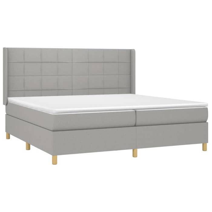 3132017 vidaXL Lit à sommier tapissier avec matelas Gris clair 200x200cm Tissu