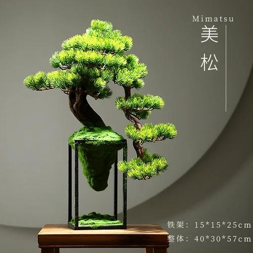 Chinese-style simulation plant bonsai indoor welcoming pine green plant potted fake tree micro-landscape decoration decoration