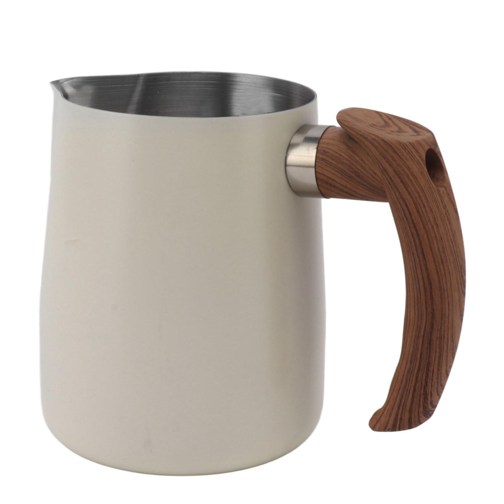 

Чашка для вспенивания молока с внутренней шкалой, нержавеющая сталь 304, носик без капель, питчер для отпаривания кофе с ручкой, жемчужно-белый, 600 мл L