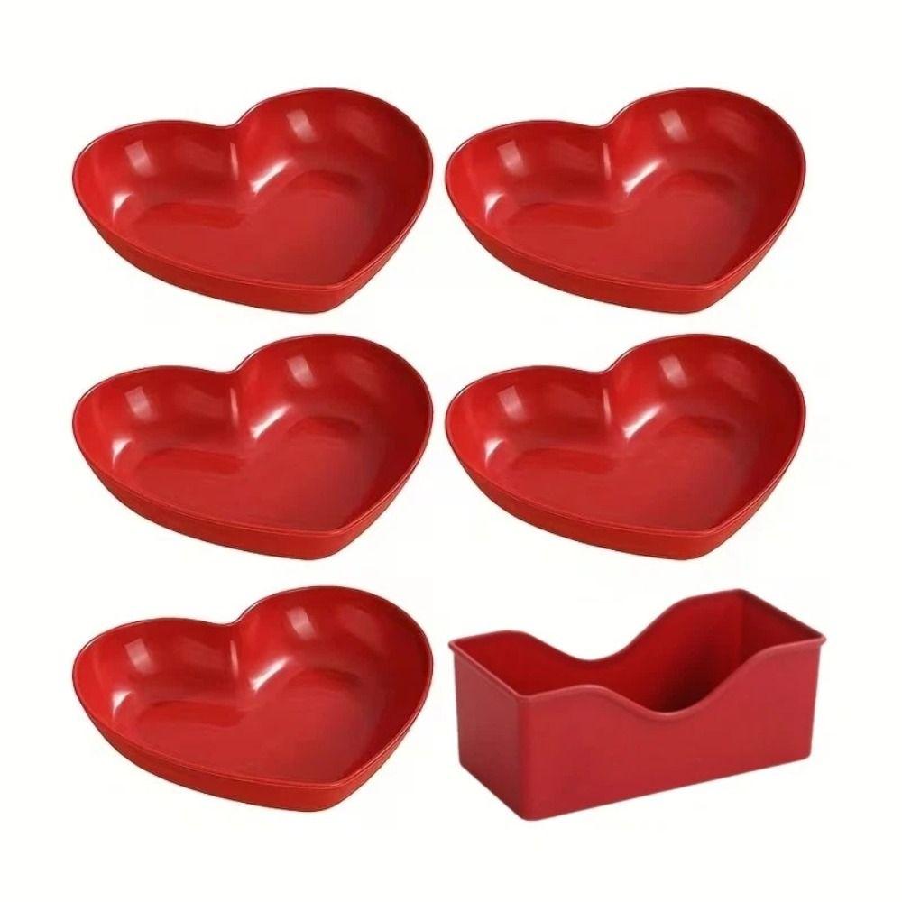 5/10Pcs Love Heart-Shaped Snack Candy Tray Small Dinner Plate Set Household Serving Plate