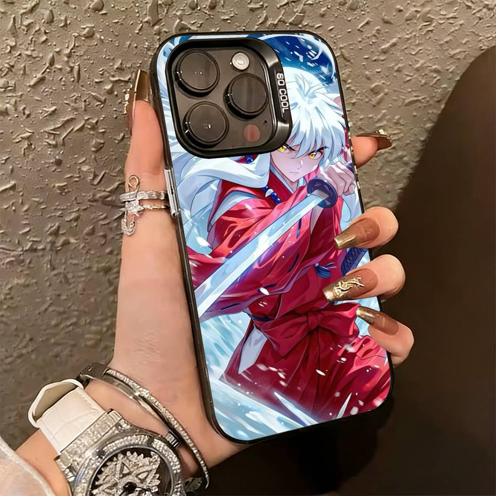 Inuyasha Silhouette Red Katana Phone Case For iPhone 17,16,15,14,13,12,11 Plus,Pro Max,XS,Colorful Silver Phone Case Funda Cover