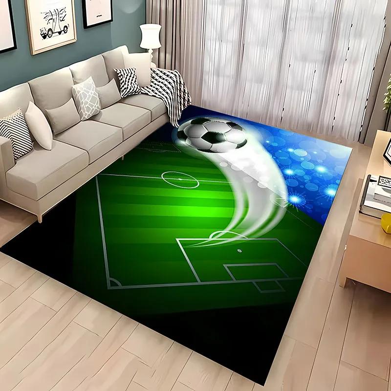 Ball Sports Themed Carpet Cartoon Soccer Floor Mat for Kids Bedroom Decor Football Large Area Rugs Home Living Room Hallway Rug