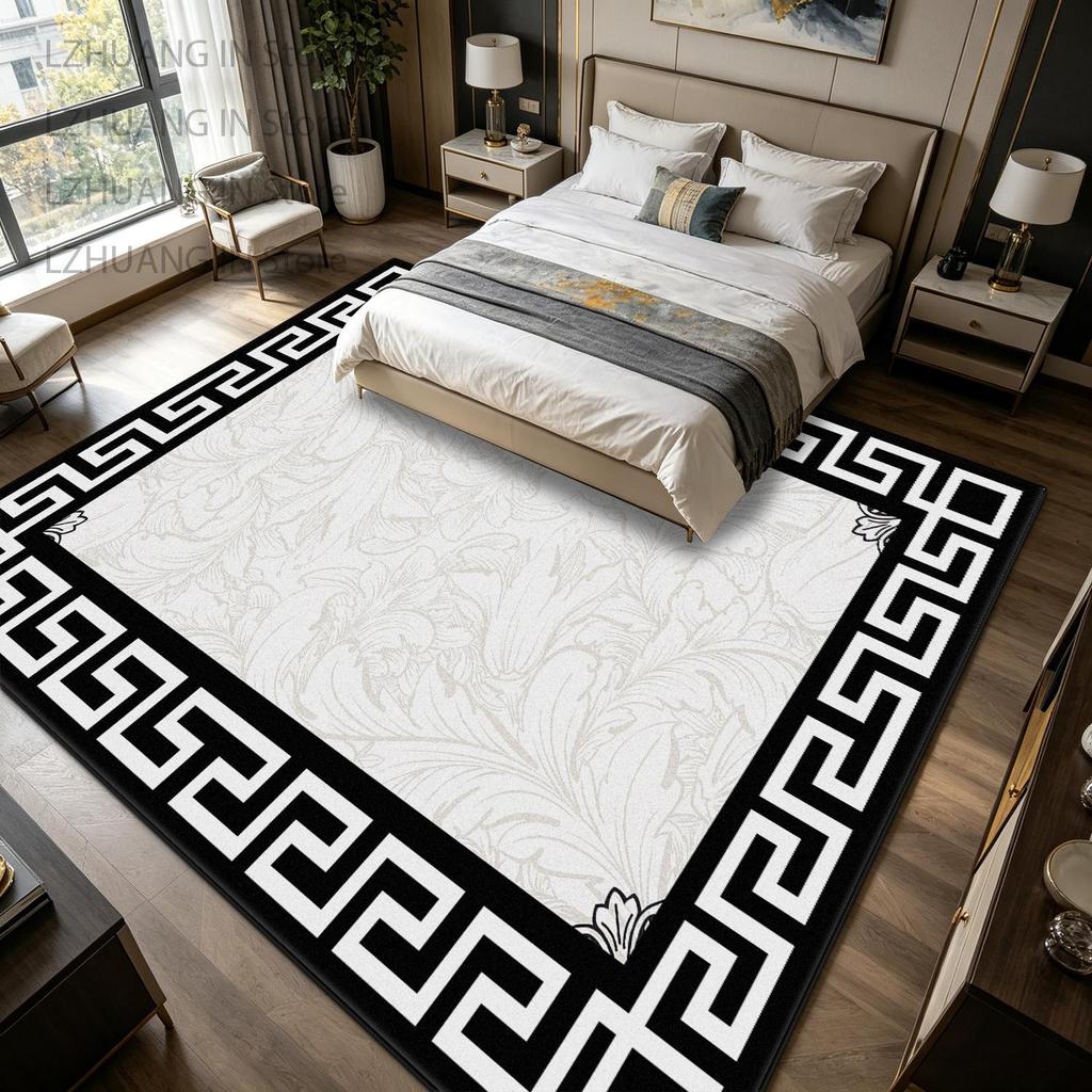 Black White New Chinese Style Living Room Carpet Home Decoration Luxury Non-slip Soft Rug Easy Clean Short Velvet Big Floor Mats
