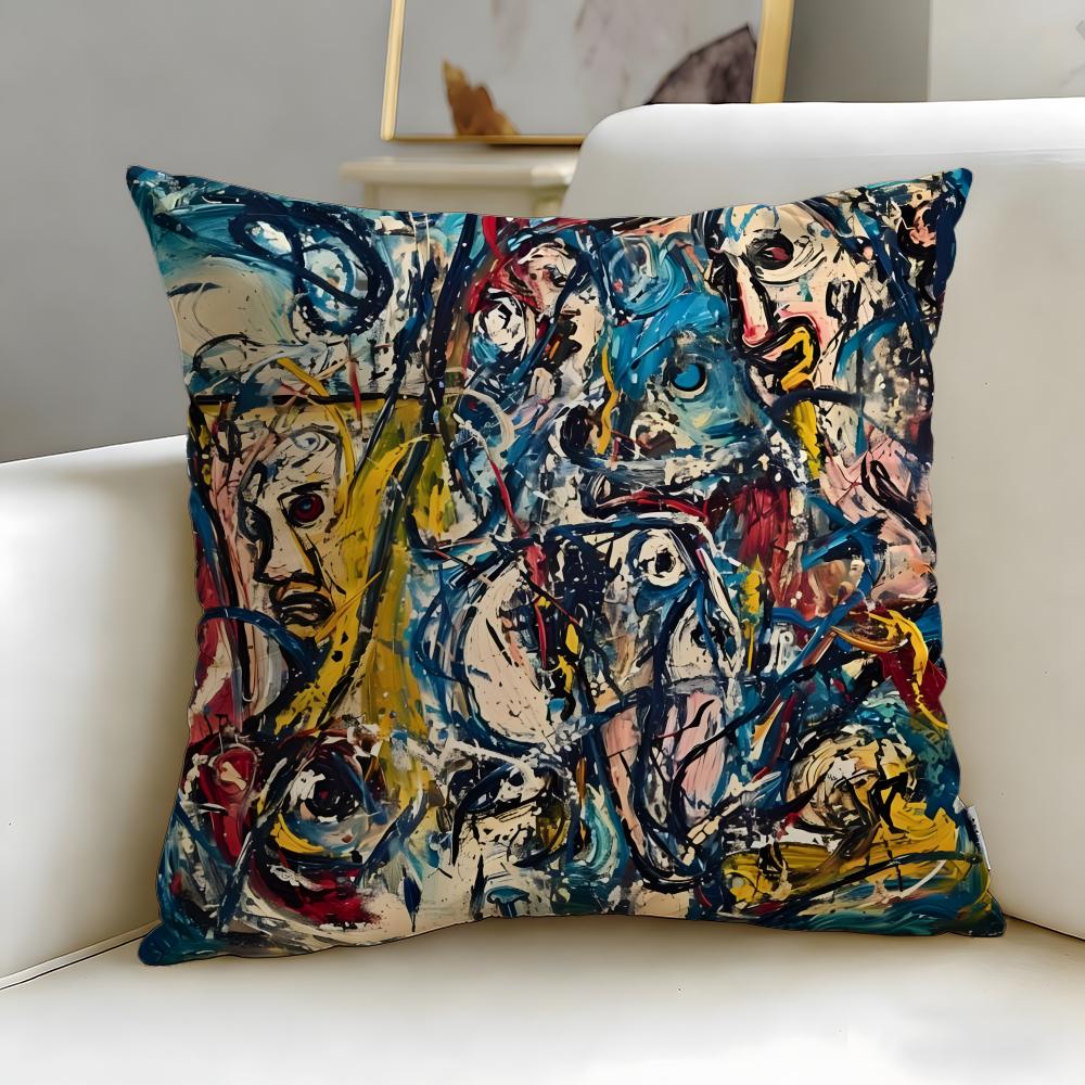 classic painter Jackson Pollock Cushion Cover Soft & Easy-Wash Pillow Case – Versatile for Couch, Bed, Travel and Office
