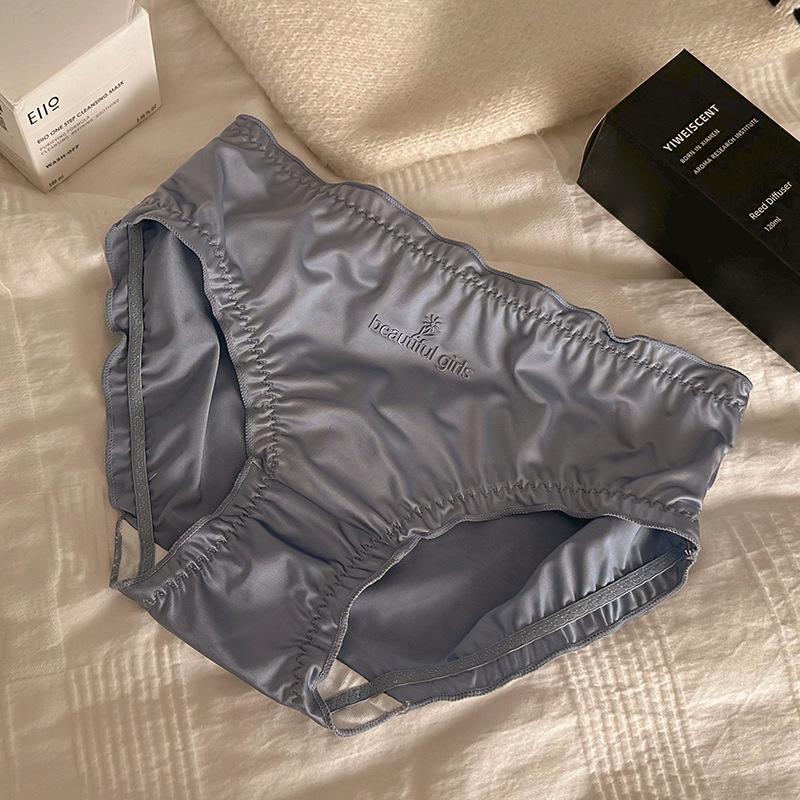 

Женские атласные трусики со средней посадкой и антибактериальным хлопковым шаговым швом, большого размера, дышащие, с деревянными ушками. XL (60-70 kg) синий