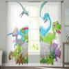 Funny Jurassic Animal Tulle Curtains For Living Room Bedroom Christmas Chiffon Sheer Voile Kitchen Curtain