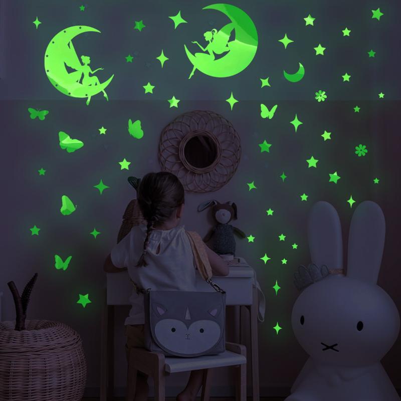 Glow in the Dark Dinosaur Footprint Wall Stickers for Kids Bedroom Removable Self Adhesive DIY Home Decor Decals for Nursery Playroom