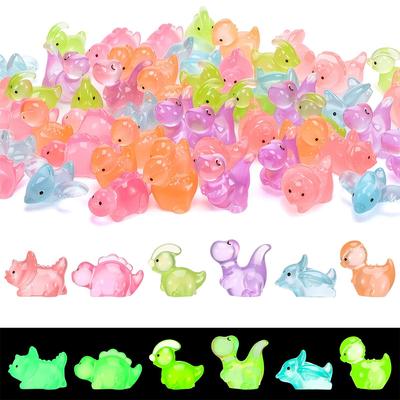 Non-Toxic 20Pcs Luminous Dinosaur Figurines Glow In Dark Mini Resin Animals For Fairy Garden Decor Gift