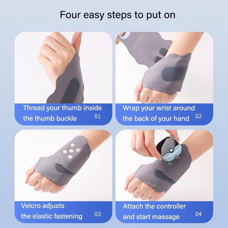 Electric Wrist Massager EMS Microcurrent 5 Levels Hot Compress 3 Levels Vibration Massage Device With Wrist Guard Band