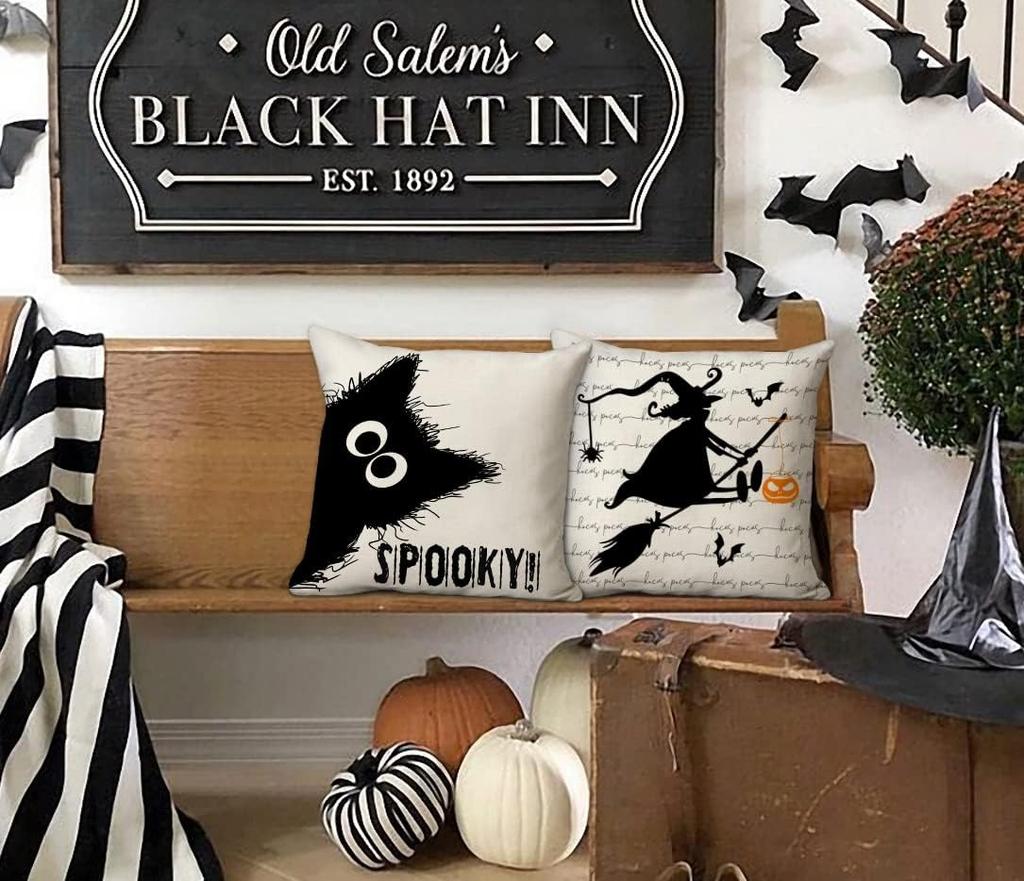Halloween Themed Pillowcases: Spooky Pumpkins, Ghosts, and Witches! Sofa Cushion Cover, Holiday Party Decoration, Gift