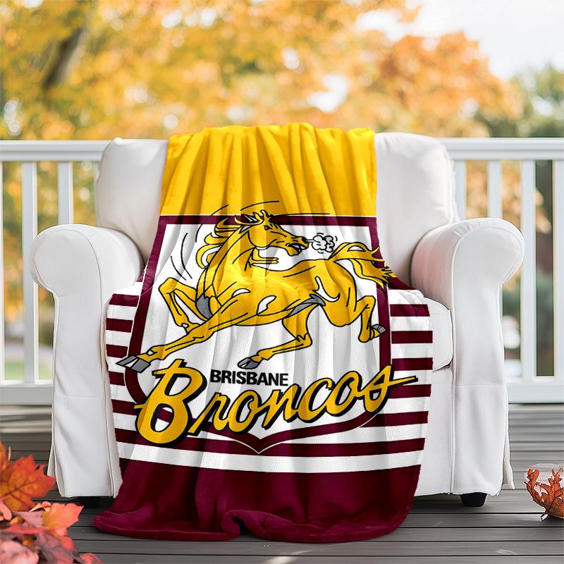 Brisbane Broncos Flannel Blanket Soft All-Season Throw, Design for Camping, Car Travel, Hiking Sofa, Bed, Office Perfect Gift for Parties