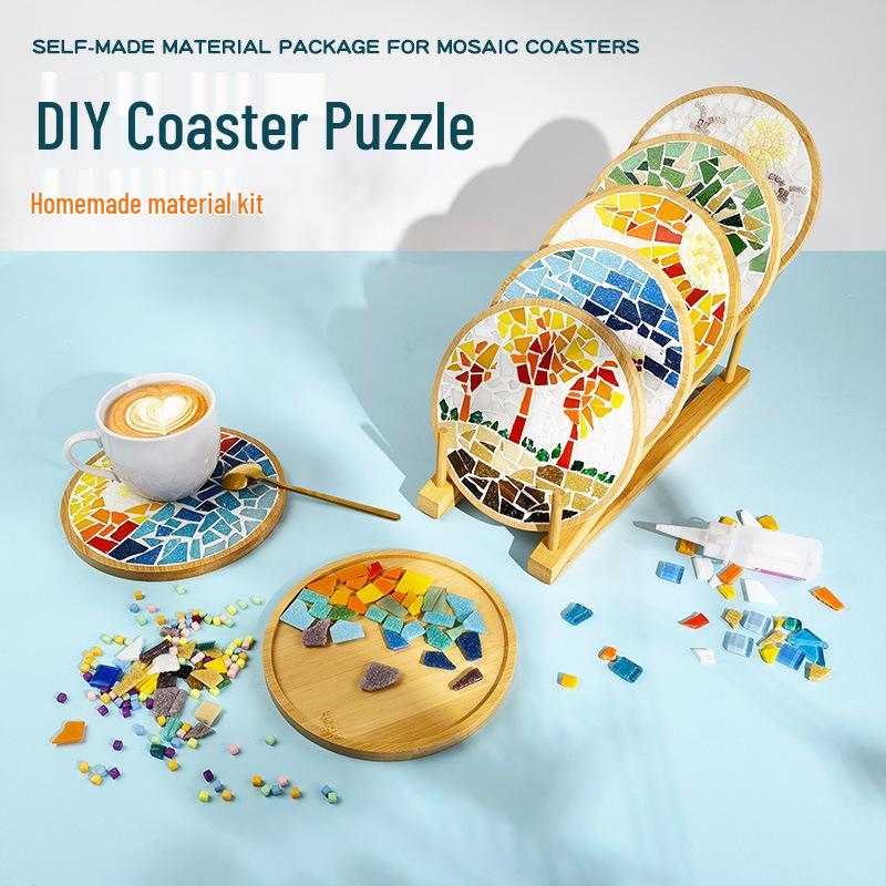 

DIY Large Mosaic Coaster Kit: Creative Glass Sticker Pack for Adults & Kids
