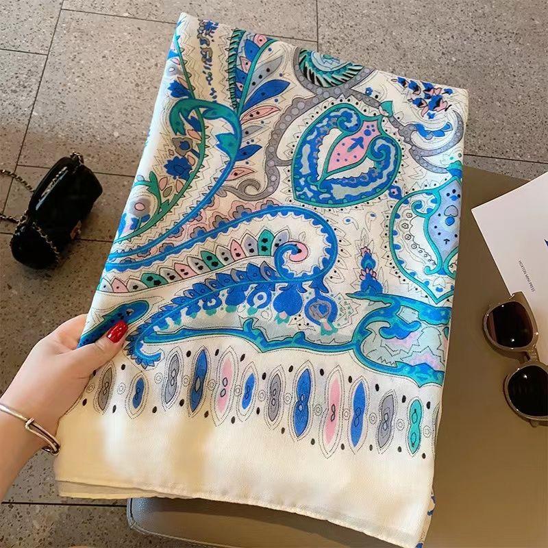 Scarf Female Atmosphere Temperament, Flower Sun Protection, Summer Wear Outside, Dual-purpose Thin Shawl Scarf