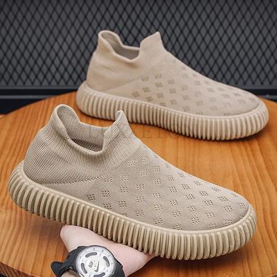 Fashion Men Casual Shoes Spring New Comfort Casual Sports Shoes for Men Breathable Slip-on Lightweight Non-slip Men Socks Shoes Sneakers