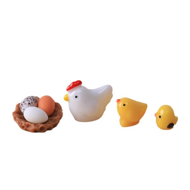 Resin Craft Chick Family with Egg and Nest - 3D DIY Micro Landscape Ornaments