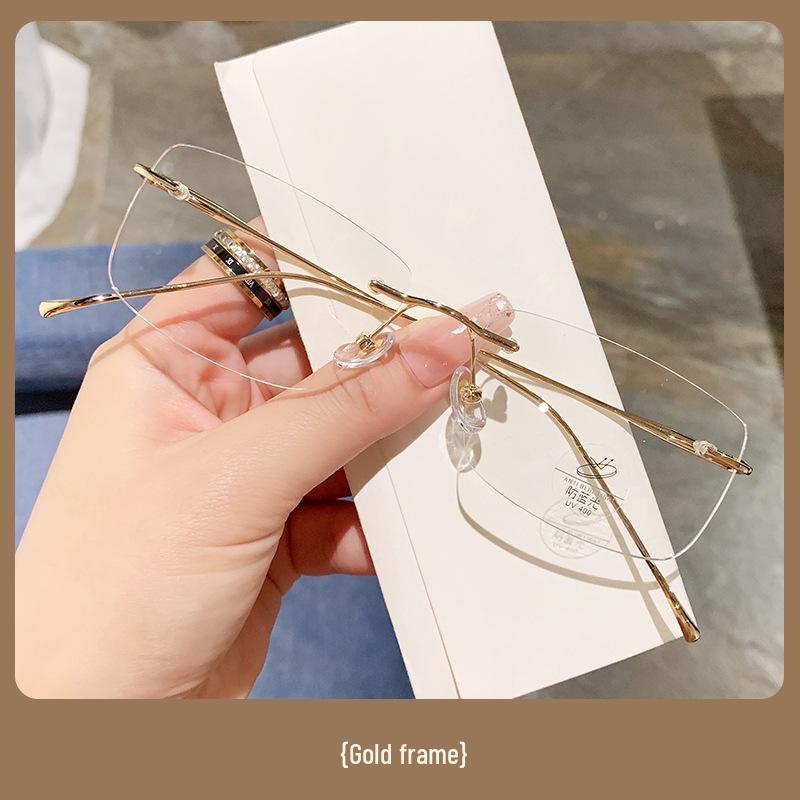 Ultra-Light Rimless Metal Eyeglass Frame with Blue Light Protection - Unisex Anti-Square Design