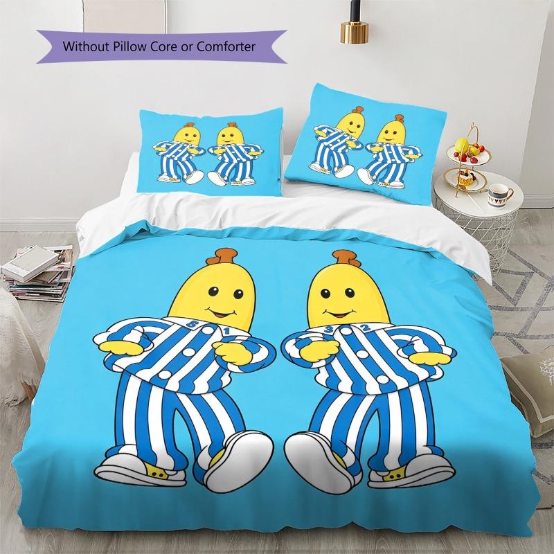 Bananas In Pyjamas Colorful Floral Splash Background 3Pcs Bedding Set Duvet Cover Pillowcases No Comforter