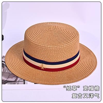 Summer Bee Casual Versatile Hat Strap Straw Straw Hat Outdoor Sunscreen Shade Top Hat