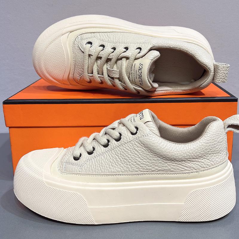 Plateau weiße Schuhe Damen Frühling und Herbst lässige Sportschuhe bequem und leicht Skateboardschuhe